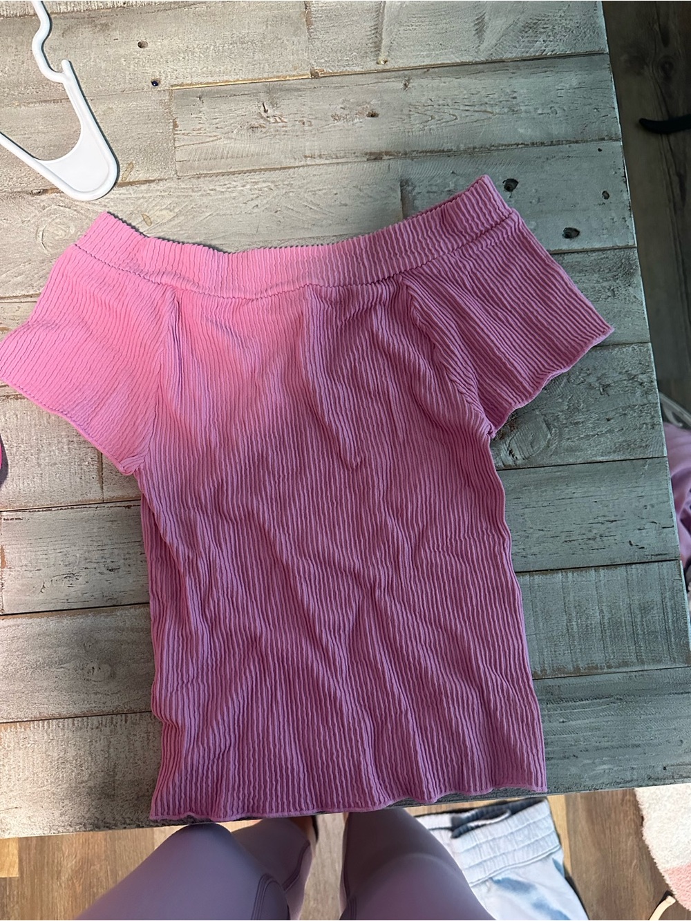Free People Pink Off-Shoulder Ribbed Women's Top